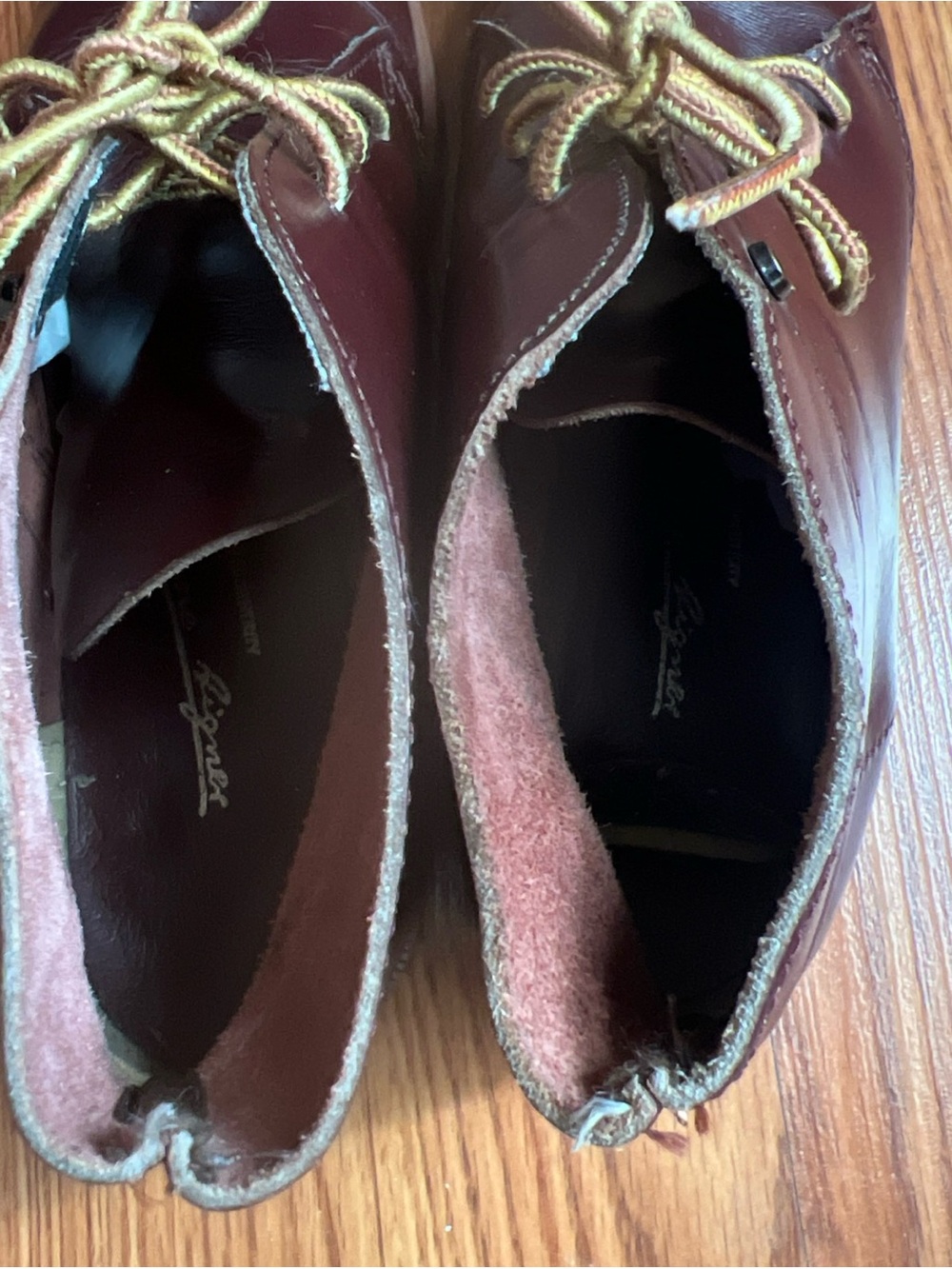 Etienne Aigner Burgundy Leather Ankle Booties with Tan Laces - Picture 9 of 10